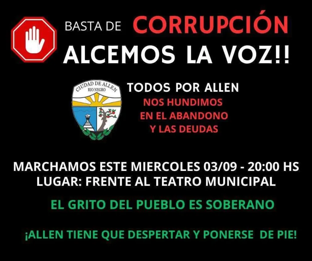 Allen: vecinos vuelven a las calles para reclamar contra la gestión municipal