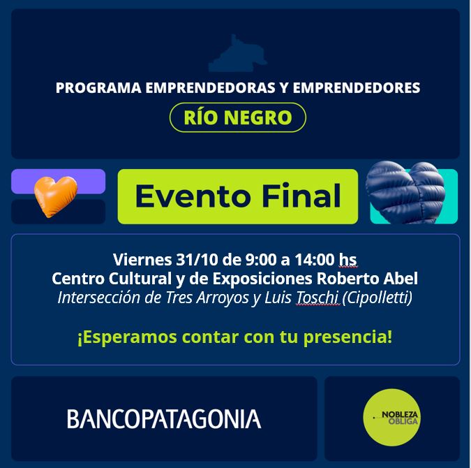 Fueron seleccionados los proyectos que pasan a la final del  Programa Emprendedoras y Emprendedores Río Negro 2025